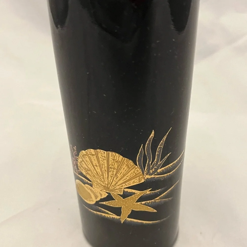 Black Otagiri Scallop Seashell Vase, MCM EUC